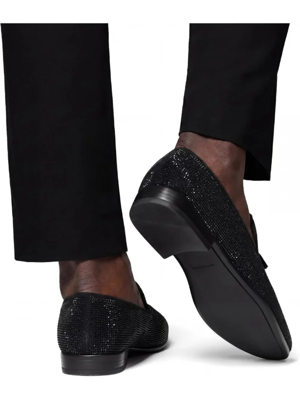 Stylish Rhinestone Tuxedo Loafers for Men | Slip-On Formal Dress Shoes for